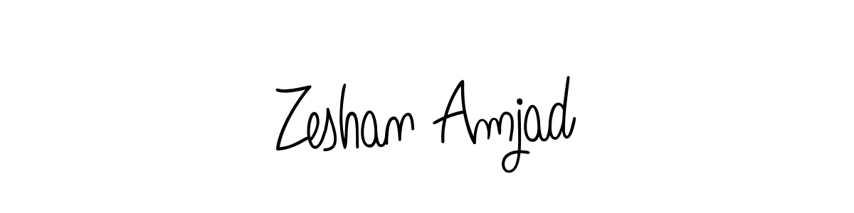 You should practise on your own different ways (Angelique-Rose-font-FFP) to write your name (Zeshan Amjad) in signature. don't let someone else do it for you. Zeshan Amjad signature style 5 images and pictures png