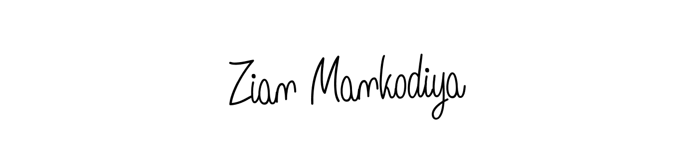 Make a beautiful signature design for name Zian Mankodiya. With this signature (Angelique-Rose-font-FFP) style, you can create a handwritten signature for free. Zian Mankodiya signature style 5 images and pictures png