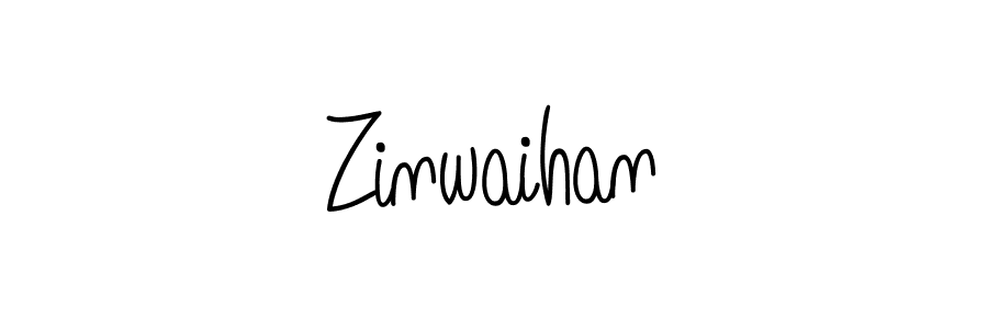 How to make Zinwaihan name signature. Use Angelique-Rose-font-FFP style for creating short signs online. This is the latest handwritten sign. Zinwaihan signature style 5 images and pictures png
