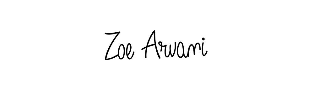 You should practise on your own different ways (Angelique-Rose-font-FFP) to write your name (Zoe Arvani) in signature. don't let someone else do it for you. Zoe Arvani signature style 5 images and pictures png