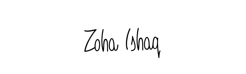 You should practise on your own different ways (Angelique-Rose-font-FFP) to write your name (Zoha Ishaq) in signature. don't let someone else do it for you. Zoha Ishaq signature style 5 images and pictures png