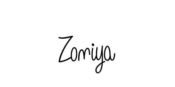 Make a beautiful signature design for name Zoniya. With this signature (Angelique-Rose-font-FFP) style, you can create a handwritten signature for free. Zoniya signature style 5 images and pictures png
