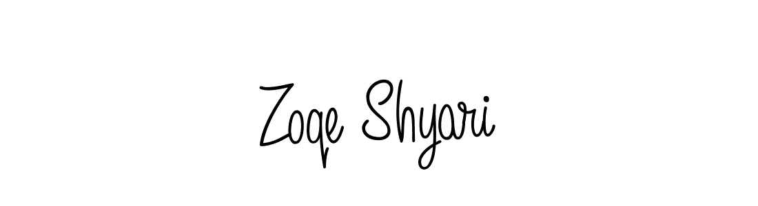 How to make Zoqe Shyari name signature. Use Angelique-Rose-font-FFP style for creating short signs online. This is the latest handwritten sign. Zoqe Shyari signature style 5 images and pictures png