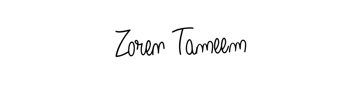 Use a signature maker to create a handwritten signature online. With this signature software, you can design (Angelique-Rose-font-FFP) your own signature for name Zoren Tameem. Zoren Tameem signature style 5 images and pictures png