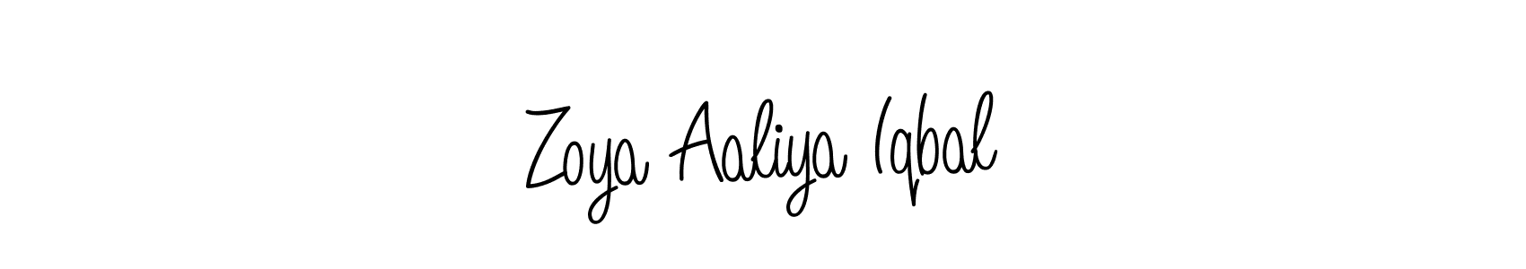 Also we have Zoya Aaliya Iqbal name is the best signature style. Create professional handwritten signature collection using Angelique-Rose-font-FFP autograph style. Zoya Aaliya Iqbal signature style 5 images and pictures png