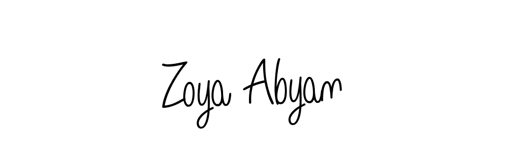 Create a beautiful signature design for name Zoya Abyan. With this signature (Angelique-Rose-font-FFP) fonts, you can make a handwritten signature for free. Zoya Abyan signature style 5 images and pictures png