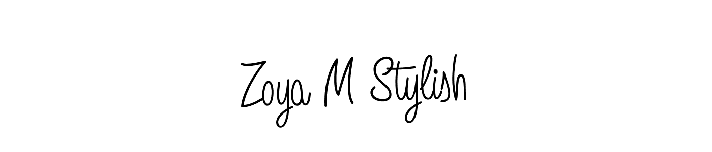 Zoya M Stylish stylish signature style. Best Handwritten Sign (Angelique-Rose-font-FFP) for my name. Handwritten Signature Collection Ideas for my name Zoya M Stylish. Zoya M Stylish signature style 5 images and pictures png
