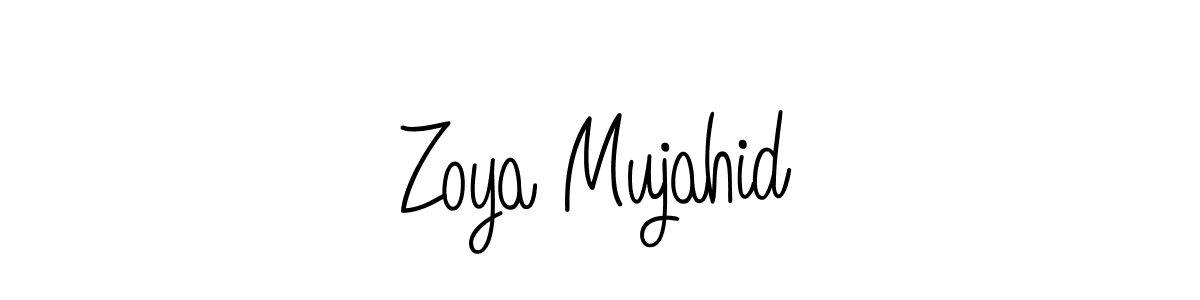 How to make Zoya Mujahid name signature. Use Angelique-Rose-font-FFP style for creating short signs online. This is the latest handwritten sign. Zoya Mujahid signature style 5 images and pictures png