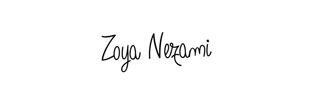 The best way (Angelique-Rose-font-FFP) to make a short signature is to pick only two or three words in your name. The name Zoya Nezami include a total of six letters. For converting this name. Zoya Nezami signature style 5 images and pictures png