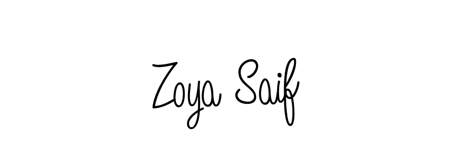 Make a beautiful signature design for name Zoya Saif. With this signature (Angelique-Rose-font-FFP) style, you can create a handwritten signature for free. Zoya Saif signature style 5 images and pictures png