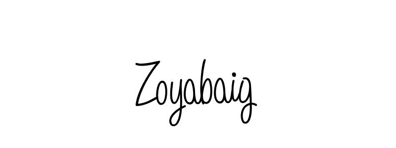 How to make Zoyabaig name signature. Use Angelique-Rose-font-FFP style for creating short signs online. This is the latest handwritten sign. Zoyabaig signature style 5 images and pictures png