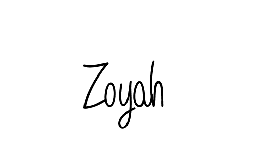 Make a beautiful signature design for name Zoyah. With this signature (Angelique-Rose-font-FFP) style, you can create a handwritten signature for free. Zoyah signature style 5 images and pictures png