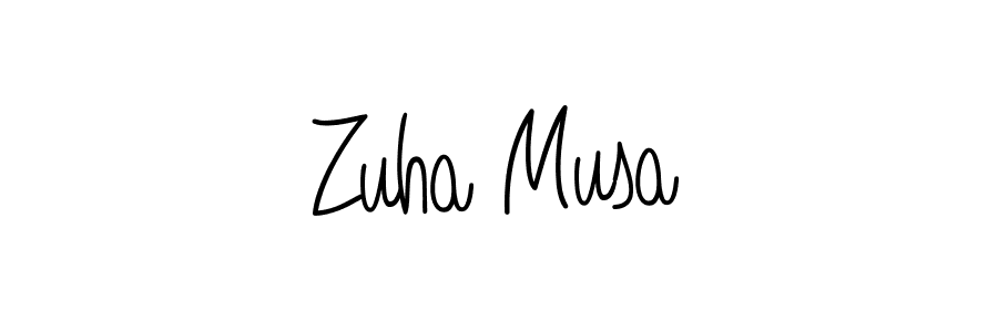 You should practise on your own different ways (Angelique-Rose-font-FFP) to write your name (Zuha Musa) in signature. don't let someone else do it for you. Zuha Musa signature style 5 images and pictures png