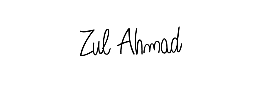 How to make Zul Ahmad name signature. Use Angelique-Rose-font-FFP style for creating short signs online. This is the latest handwritten sign. Zul Ahmad signature style 5 images and pictures png