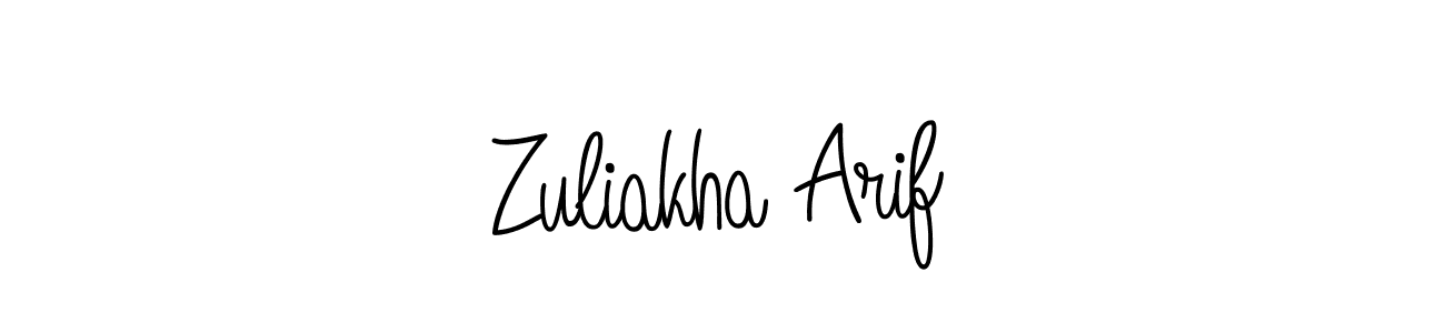 The best way (Angelique-Rose-font-FFP) to make a short signature is to pick only two or three words in your name. The name Zuliakha Arif include a total of six letters. For converting this name. Zuliakha Arif signature style 5 images and pictures png
