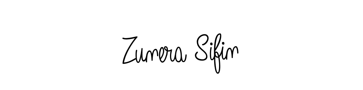 You should practise on your own different ways (Angelique-Rose-font-FFP) to write your name (Zunera Sifin) in signature. don't let someone else do it for you. Zunera Sifin signature style 5 images and pictures png