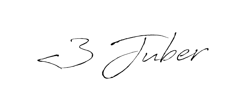 Make a beautiful signature design for name <3 Juber. With this signature (Antro_Vectra) style, you can create a handwritten signature for free. <3 Juber signature style 6 images and pictures png