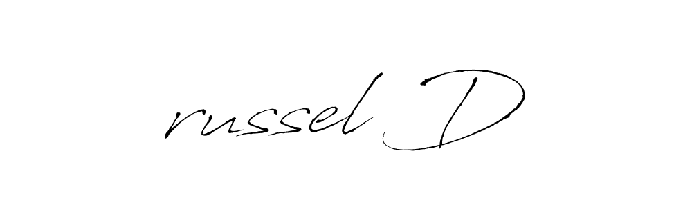 The best way (Antro_Vectra) to make a short signature is to pick only two or three words in your name. The name ^russel D^ include a total of six letters. For converting this name. ^russel D^ signature style 6 images and pictures png