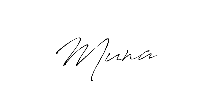 Create a beautiful signature design for name   Muna . With this signature (Antro_Vectra) fonts, you can make a handwritten signature for free.   Muna  signature style 6 images and pictures png