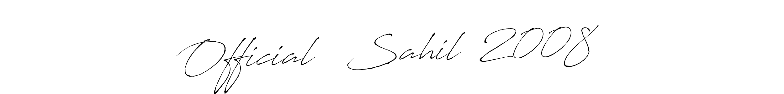 This is the best signature style for the  Official   Sahil  2008   name. Also you like these signature font (Antro_Vectra). Mix name signature.  Official   Sahil  2008   signature style 6 images and pictures png