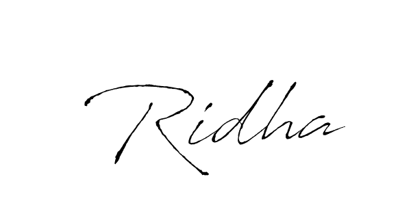 Design your own signature with our free online signature maker. With this signature software, you can create a handwritten (Antro_Vectra) signature for name  Ridha.  Ridha signature style 6 images and pictures png