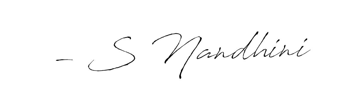 The best way (Antro_Vectra) to make a short signature is to pick only two or three words in your name. The name - S Nandhini include a total of six letters. For converting this name. - S Nandhini signature style 6 images and pictures png