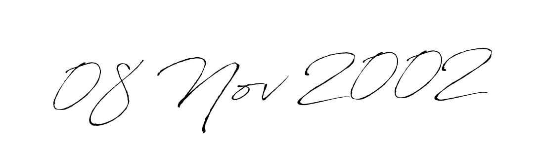 Use a signature maker to create a handwritten signature online. With this signature software, you can design (Antro_Vectra) your own signature for name 08 Nov 2002. 08 Nov 2002 signature style 6 images and pictures png