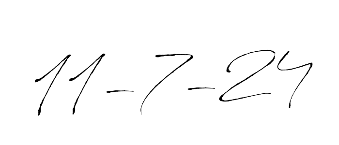 The best way (Antro_Vectra) to make a short signature is to pick only two or three words in your name. The name 11-7-24 include a total of six letters. For converting this name. 11-7-24 signature style 6 images and pictures png