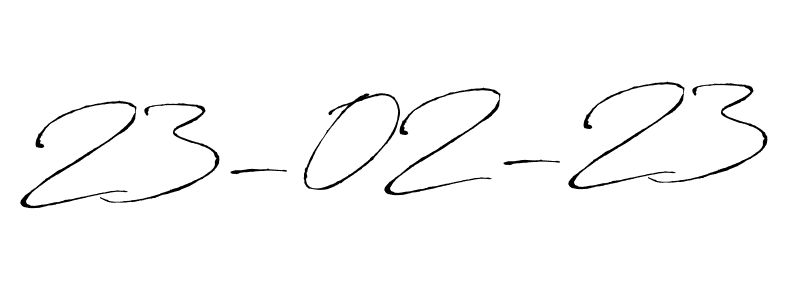 The best way (Antro_Vectra) to make a short signature is to pick only two or three words in your name. The name 23-02-23 include a total of six letters. For converting this name. 23-02-23 signature style 6 images and pictures png