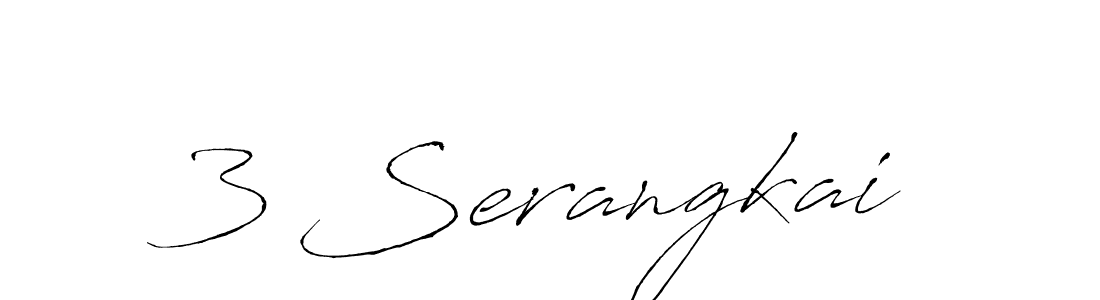 The best way (Antro_Vectra) to make a short signature is to pick only two or three words in your name. The name 3 Serangkai include a total of six letters. For converting this name. 3 Serangkai signature style 6 images and pictures png