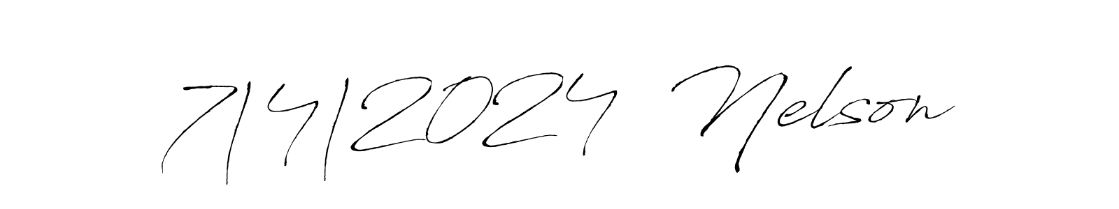 The best way (Antro_Vectra) to make a short signature is to pick only two or three words in your name. The name 7|4|2024  Nelson include a total of six letters. For converting this name. 7|4|2024  Nelson signature style 6 images and pictures png