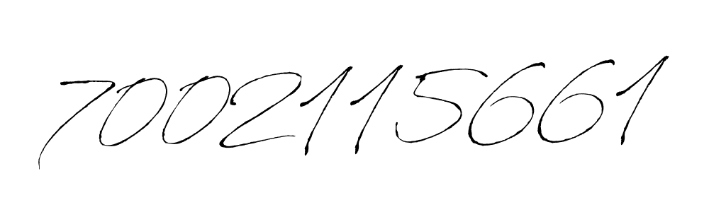 The best way (Antro_Vectra) to make a short signature is to pick only two or three words in your name. The name 7002115661 include a total of six letters. For converting this name. 7002115661 signature style 6 images and pictures png