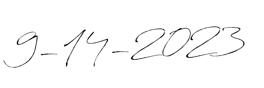 The best way (Antro_Vectra) to make a short signature is to pick only two or three words in your name. The name 9-14-2023 include a total of six letters. For converting this name. 9-14-2023 signature style 6 images and pictures png