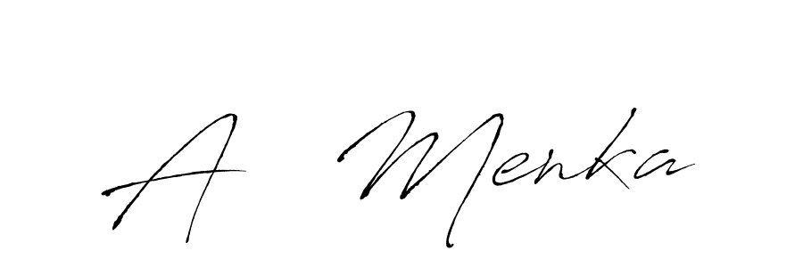 How to make A   Menka name signature. Use Antro_Vectra style for creating short signs online. This is the latest handwritten sign. A   Menka signature style 6 images and pictures png