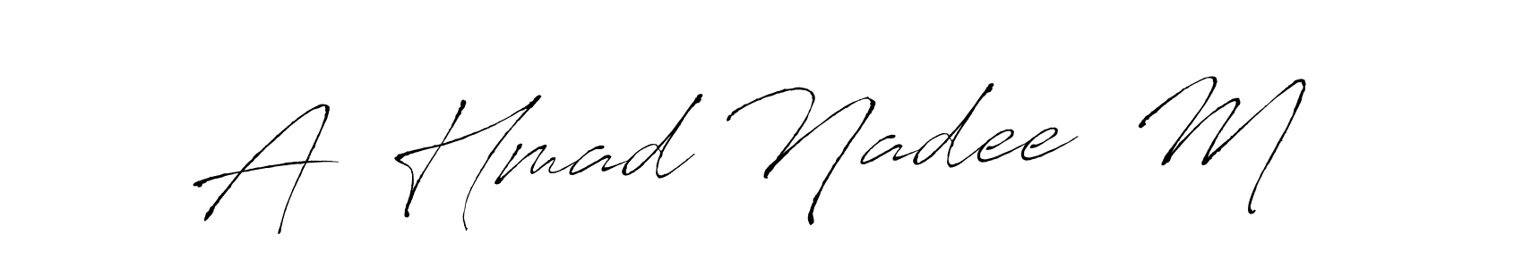 How to make A  Hmad Nadee  M  name signature. Use Antro_Vectra style for creating short signs online. This is the latest handwritten sign. A  Hmad Nadee  M  signature style 6 images and pictures png