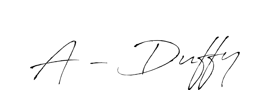 How to make A - Duffy name signature. Use Antro_Vectra style for creating short signs online. This is the latest handwritten sign. A - Duffy signature style 6 images and pictures png