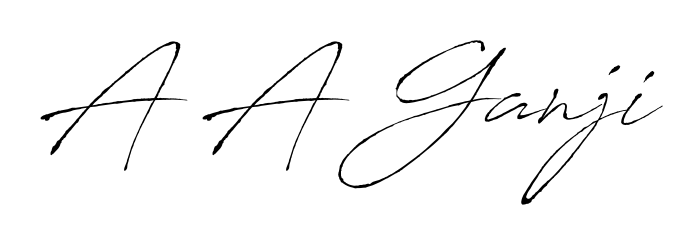 Achieve flawless digital penmanship with A A Ganji name in Antro_Vectra font. The perfect tool for creating online signatures. A A Ganji signature style 6 images and pictures png