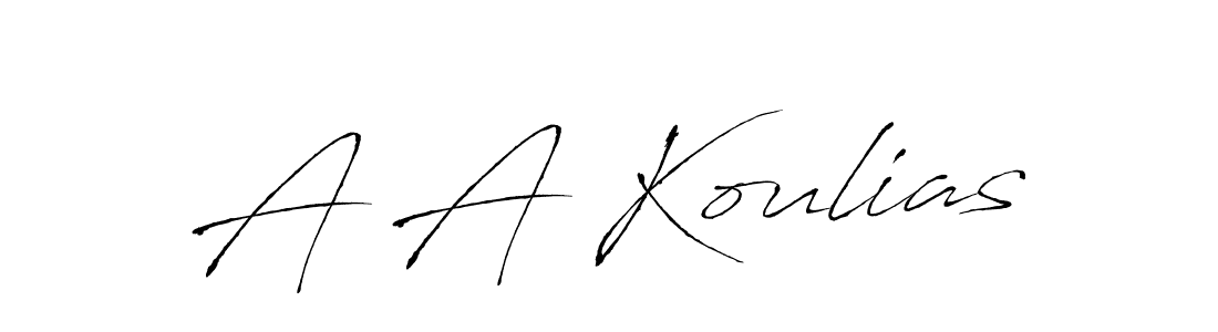 How to make A A Koulias name signature. Use Antro_Vectra style for creating short signs online. This is the latest handwritten sign. A A Koulias signature style 6 images and pictures png