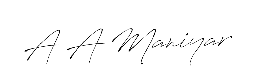 Design your own signature with our free online signature maker. With this signature software, you can create a handwritten (Antro_Vectra) signature for name A A Maniyar. A A Maniyar signature style 6 images and pictures png