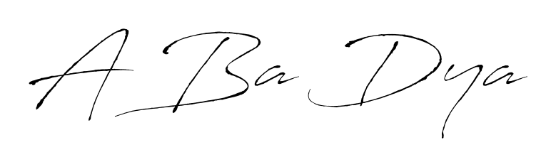 Looking for an artistic signature for A Ba Dya? The Antro_Vectra calligraphy style gives a sophisticated flow suitable for business cards and emails. A Ba Dya signature style 6 images and pictures png
