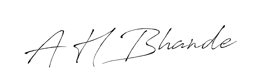 Design your own signature with our free online signature maker. With this signature software, you can create a handwritten (Antro_Vectra) signature for name A H Bhande. A H Bhande signature style 6 images and pictures png