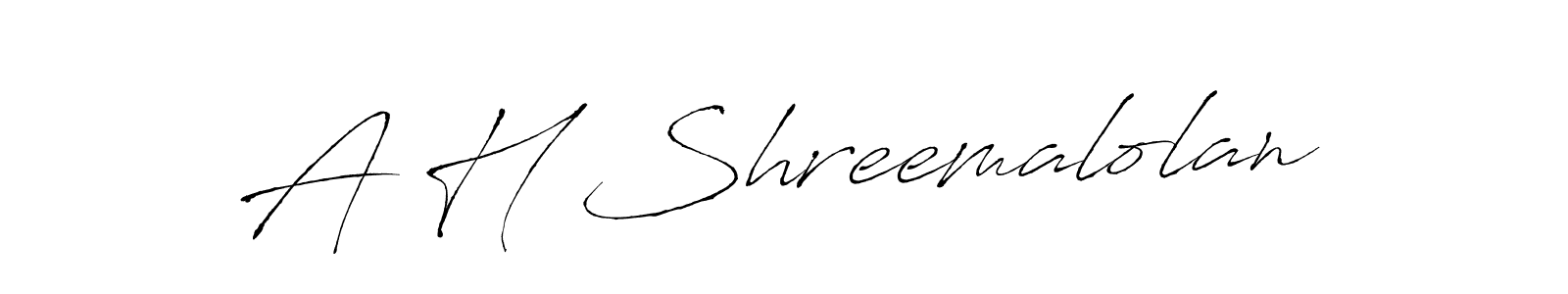 This is the best signature style for the A H Shreemalolan name. Also you like these signature font (Antro_Vectra). Mix name signature. A H Shreemalolan signature style 6 images and pictures png