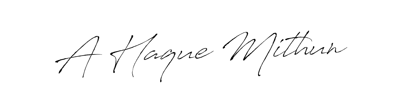 How to make A Haque Mithun name signature. Use Antro_Vectra style for creating short signs online. This is the latest handwritten sign. A Haque Mithun signature style 6 images and pictures png