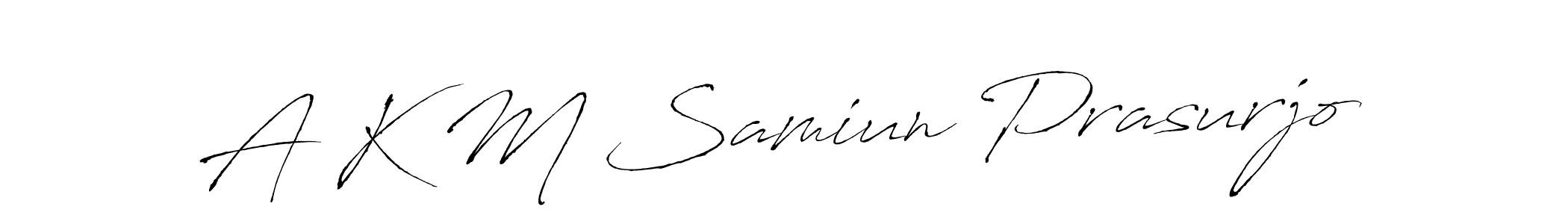 Antro_Vectra is a professional signature style that is perfect for those who want to add a touch of class to their signature. It is also a great choice for those who want to make their signature more unique. Get A K M Samiun Prasurjo name to fancy signature for free. A K M Samiun Prasurjo signature style 6 images and pictures png