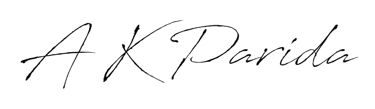 The Antro_Vectra handwriting style adds charm and authenticity to name A K Parida. A wonderful choice for personal thank-you notes. A K Parida signature style 6 images and pictures png