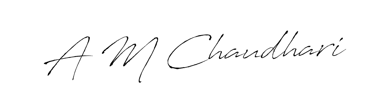 How to make A M Chaudhari name signature. Use Antro_Vectra style for creating short signs online. This is the latest handwritten sign. A M Chaudhari signature style 6 images and pictures png