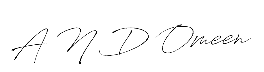 How to make A N D Omeen name signature. Use Antro_Vectra style for creating short signs online. This is the latest handwritten sign. A N D Omeen signature style 6 images and pictures png