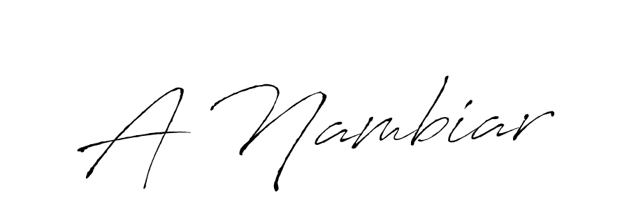 Make a beautiful signature design for name A Nambiar. With this signature (Antro_Vectra) style, you can create a handwritten signature for free. A Nambiar signature style 6 images and pictures png