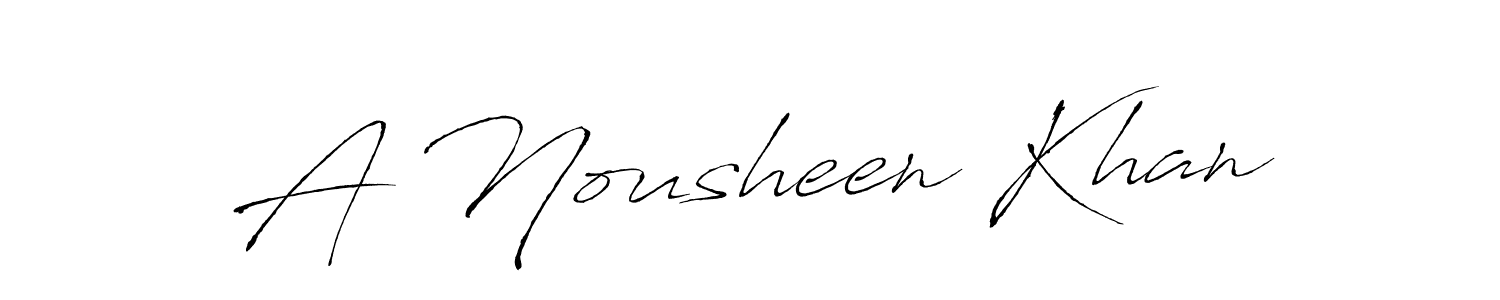 The best way (Antro_Vectra) to make a short signature is to pick only two or three words in your name. The name A Nousheen Khan include a total of six letters. For converting this name. A Nousheen Khan signature style 6 images and pictures png