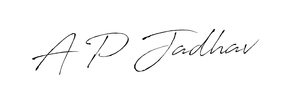 How to make A P Jadhav name signature. Use Antro_Vectra style for creating short signs online. This is the latest handwritten sign. A P Jadhav signature style 6 images and pictures png